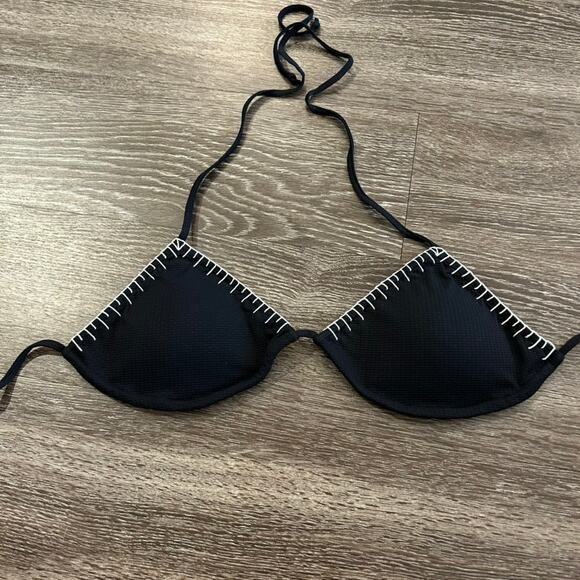 NWOT Marysia Sole Triangle Bikini Top Size Large Black Stitch Detail B/C Cup 1 - Picture 9 of 13